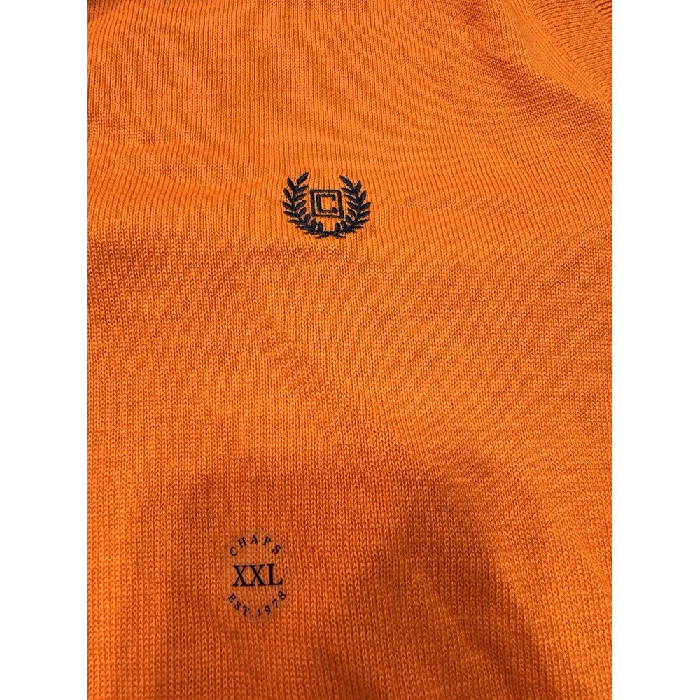 Chaps Mens Sz 2xlSweater Vest Sleeveless Sweater Orange 100% Cotton Preppy NWT - Picture 3 of 11